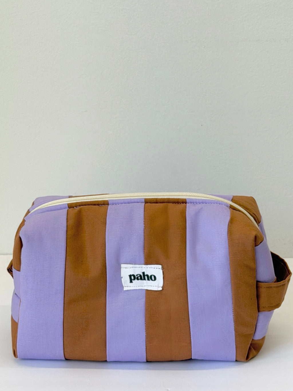 light brown & purple bag