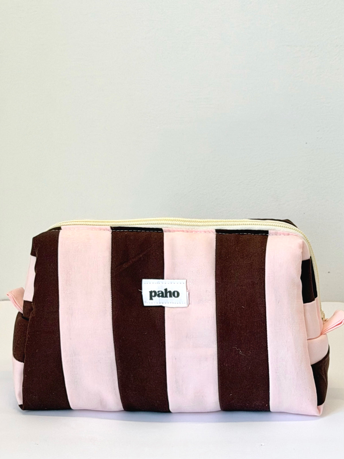pink & brown vanity bag