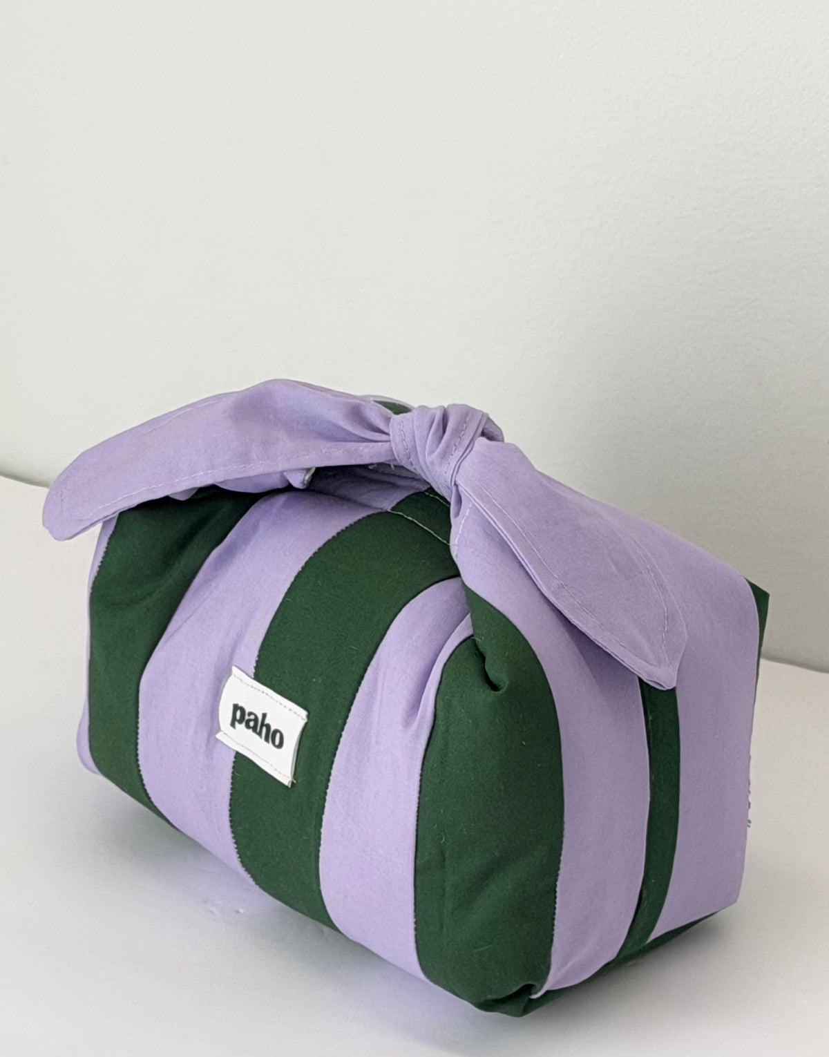 green & purple knot bag