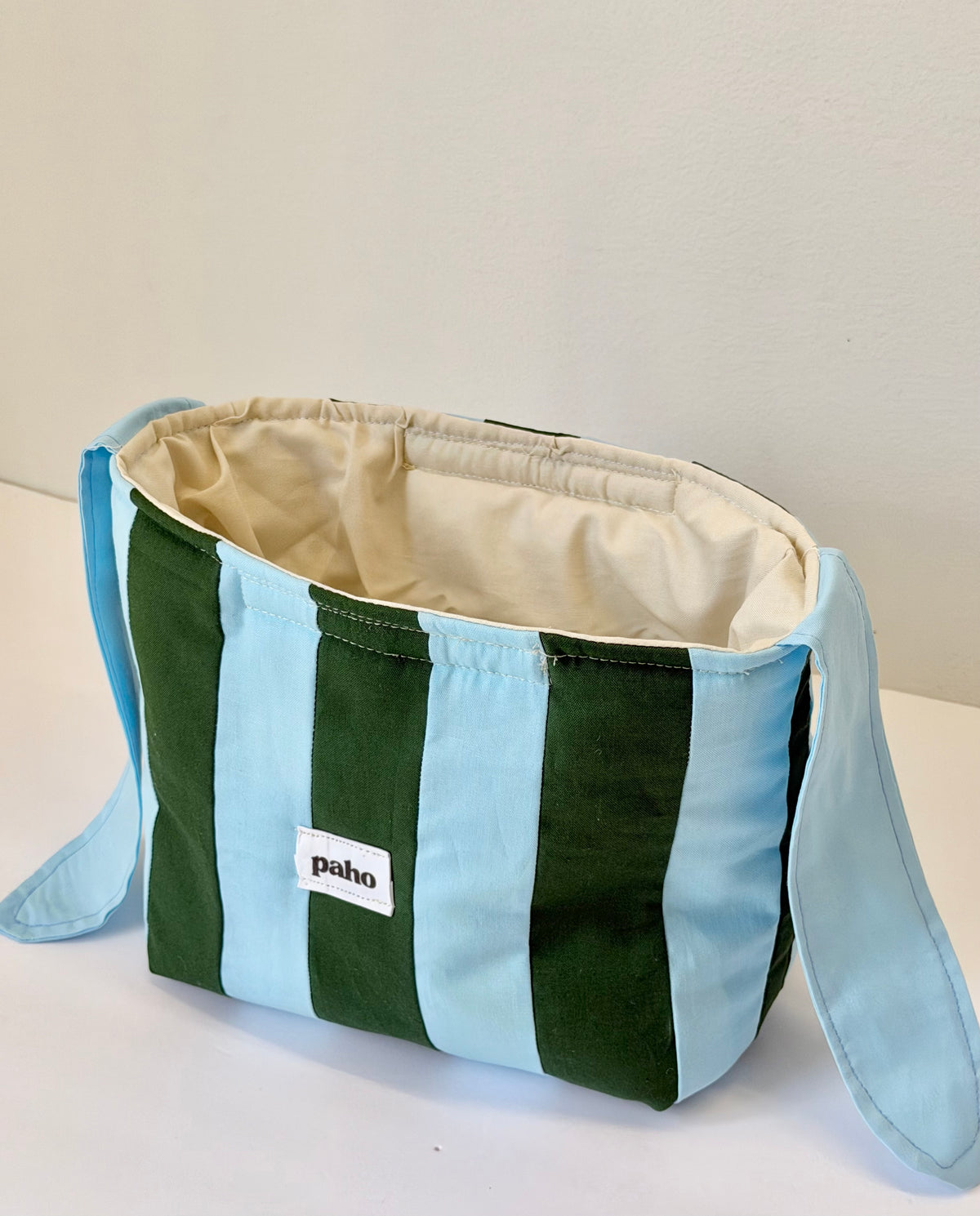 green & blue knot bag