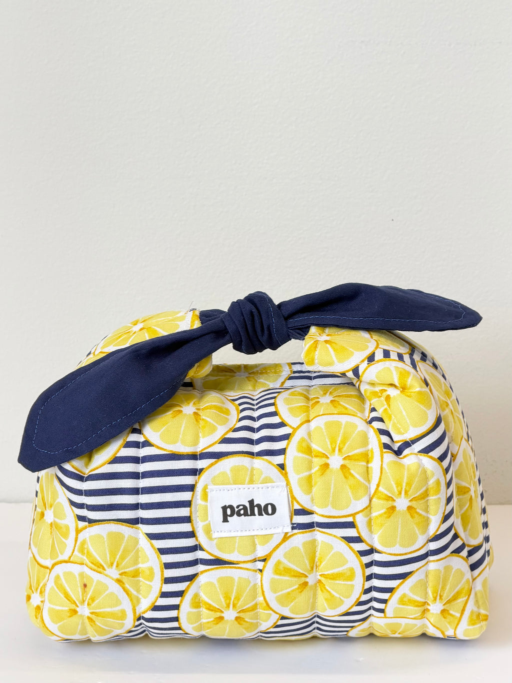lemon striped knot bag