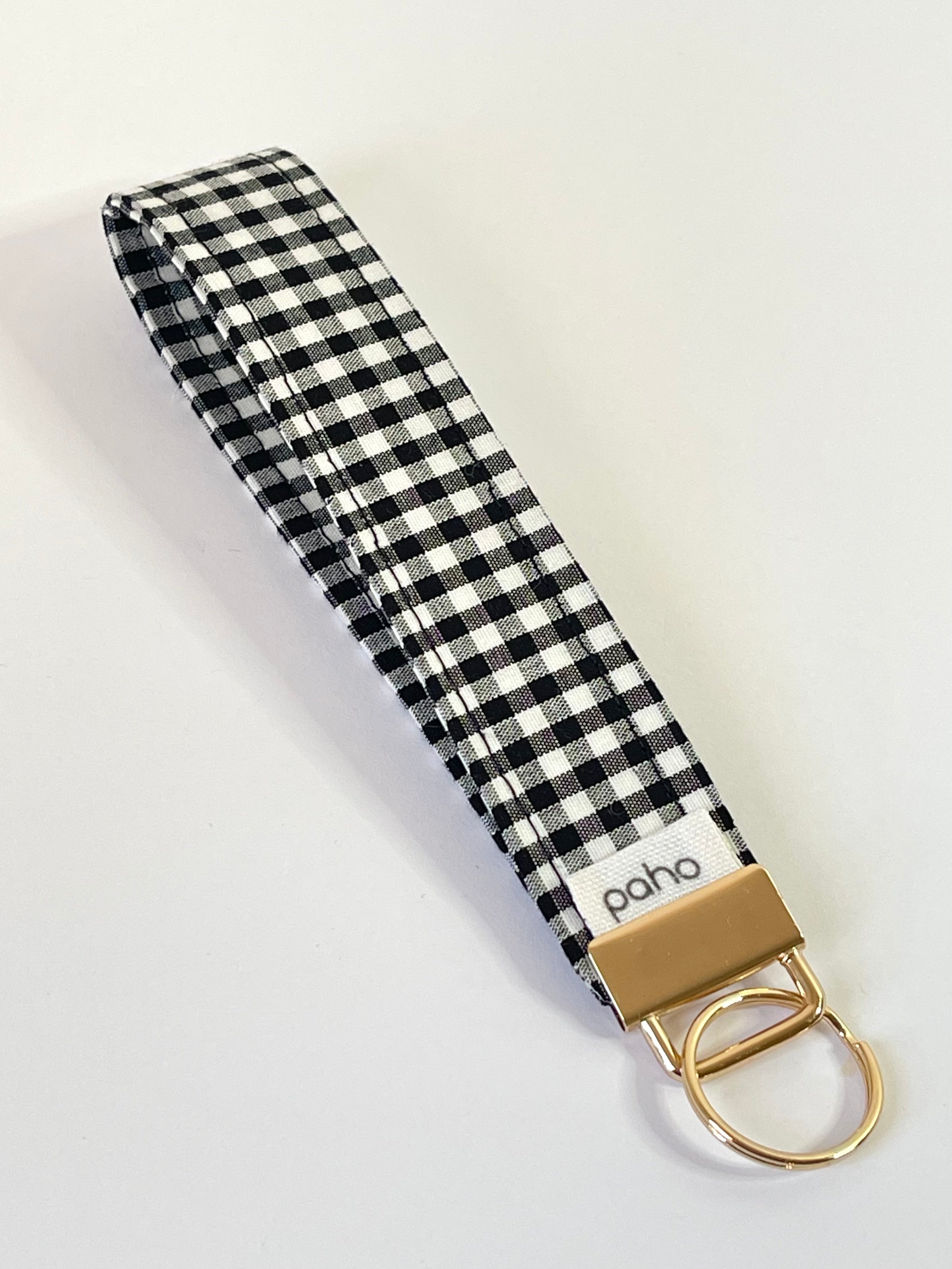 Black Gingham Wristlet
