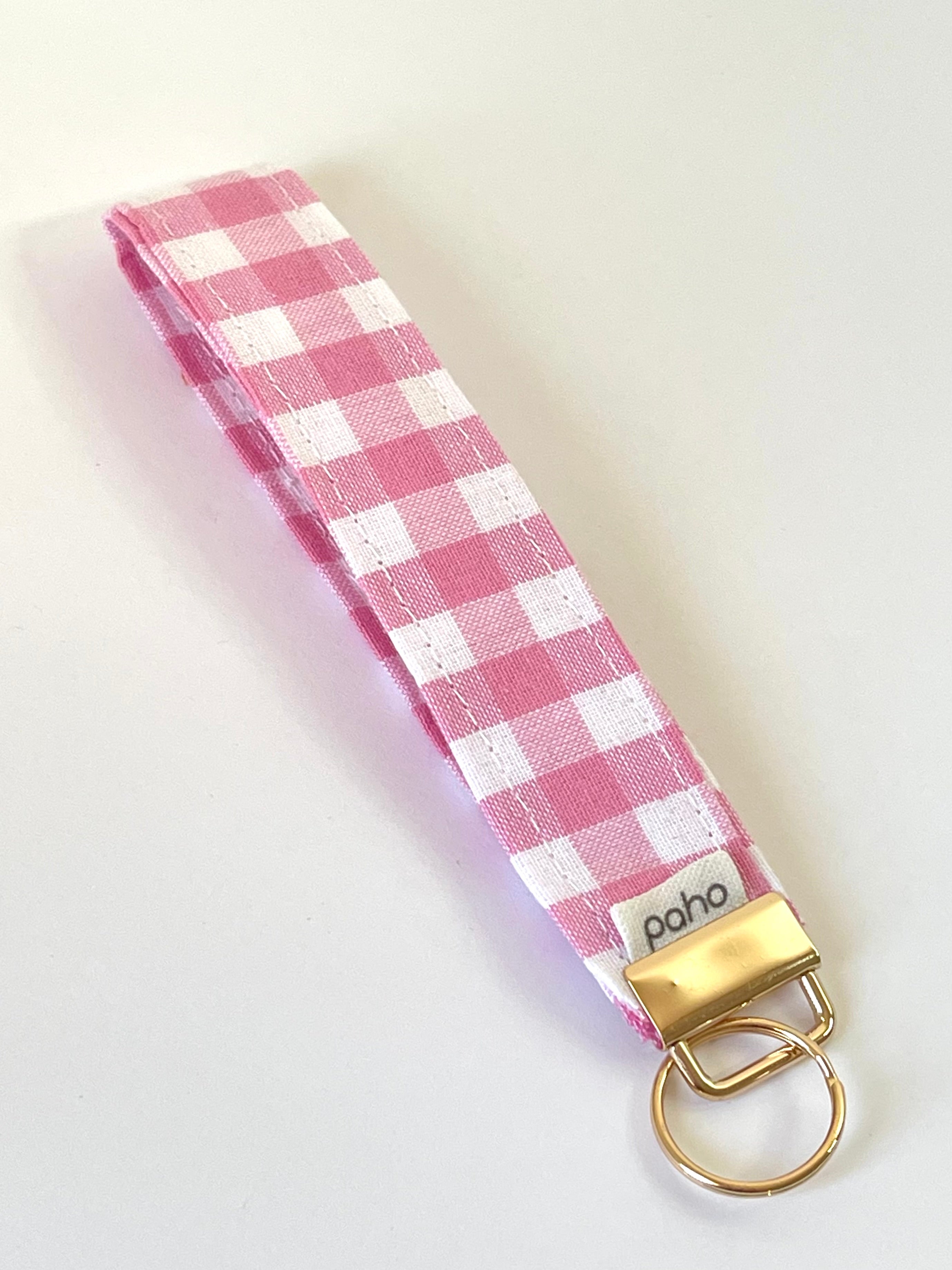 Pink Gingham Wristlet