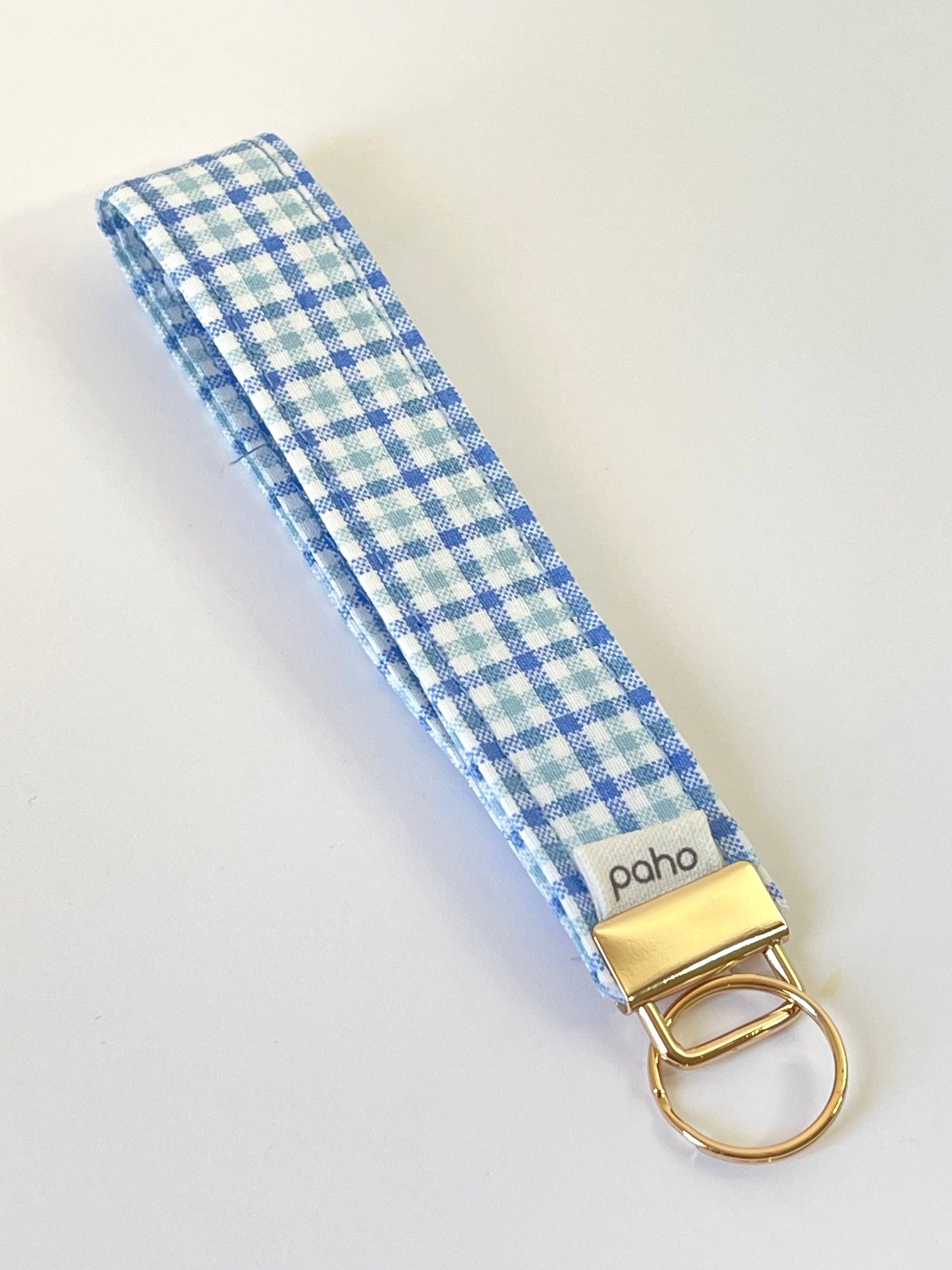 Blue Gingham Wristlet